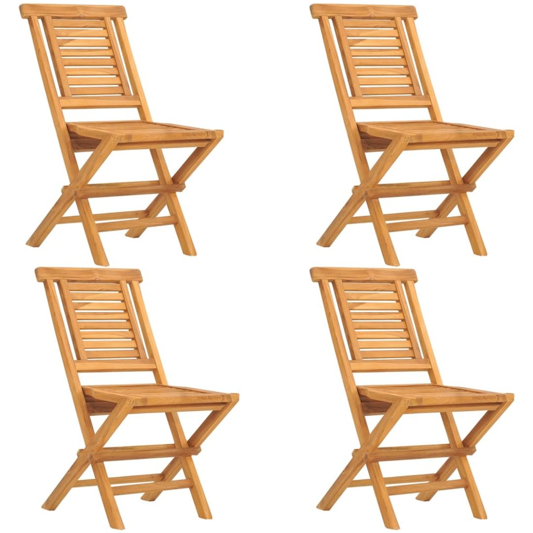 Hopfällbara trädgårdsstolar 4 st 47x63x90 cm massiv teak vidaXL – bild 2