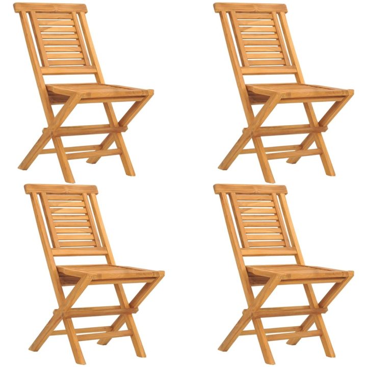 Hopfällbara trädgårdsstolar 4 st 47x63x90 cm massiv teak vidaXL – bild 2