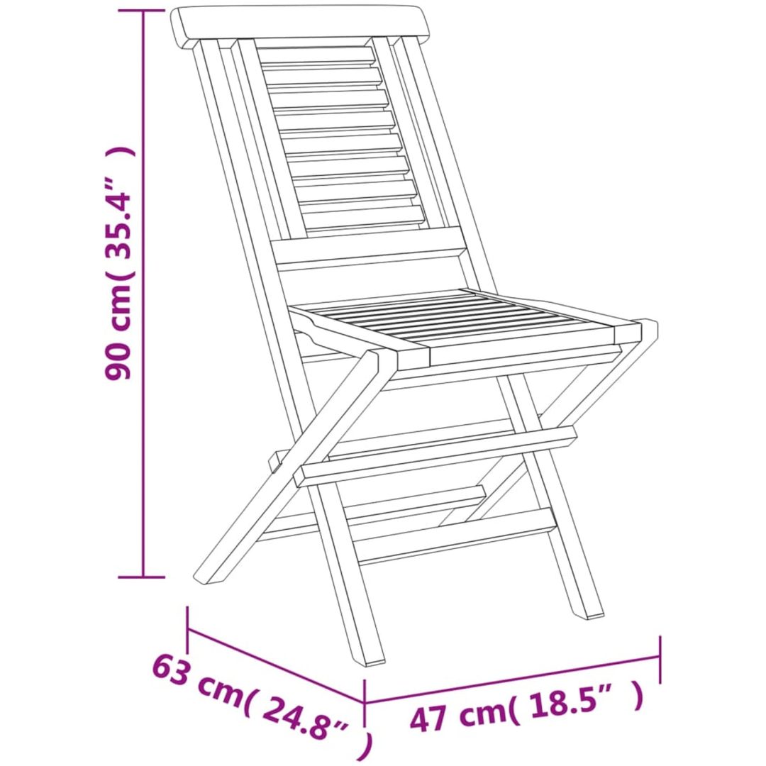 Hopfällbara trädgårdsstolar 4 st 47x63x90 cm massiv teak vidaXL – bild 5