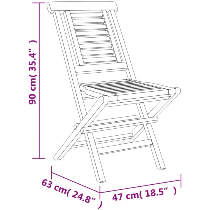Hopfällbara trädgårdsstolar 4 st 47x63x90 cm massiv teak vidaXL – bild 5