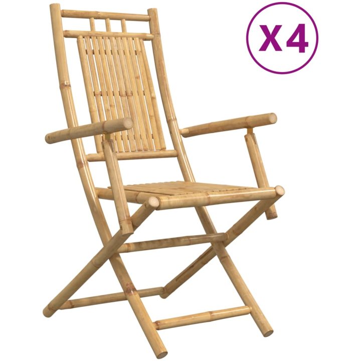 Hopfällbara trädgårdsstolar 4 st 53x66x99 cm bambu vidaXL – bild 2