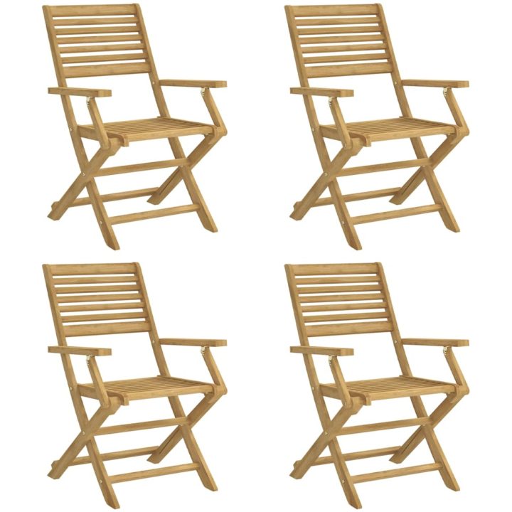 Hopfällbara trädgårdsstolar 4 st 54,5x61,5x86,5cm massiv akacia vidaXL – bild 2