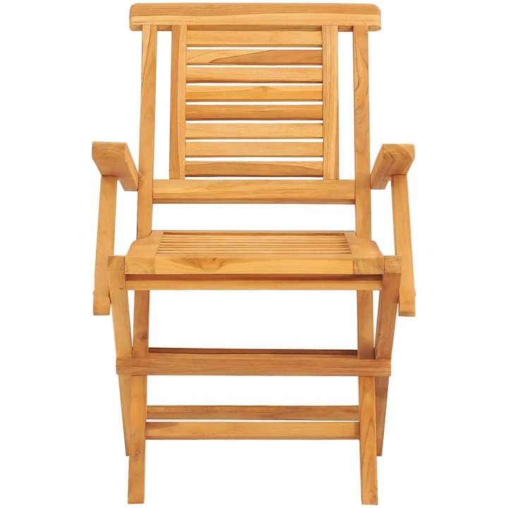 Hopfällbara trädgårdsstolar 4 st 56x63x90 cm massiv teak vidaXL – bild 3