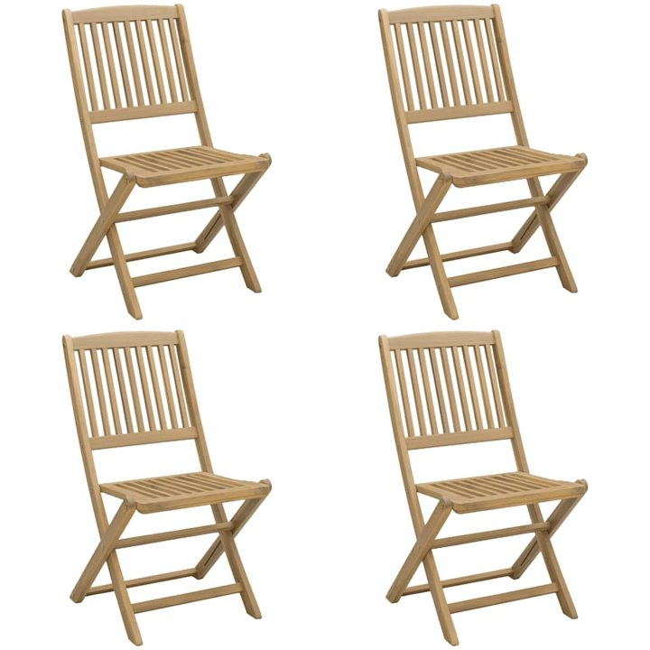 Hopfällbara trädgårdsstolar 4 st 57x49x90 cm massivt akaciaträ vidaXL – bild 2