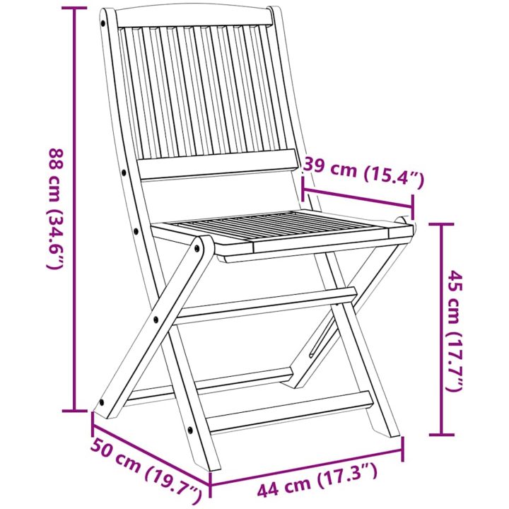 Hopfällbara trädgårdsstolar 4 st 57x49x90 cm massivt akaciaträ vidaXL – bild 10
