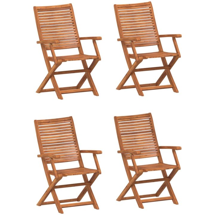Hopfällbara trädgårdsstolar 4 st 57x66x95 cm massivt akaciaträ vidaXL – bild 2