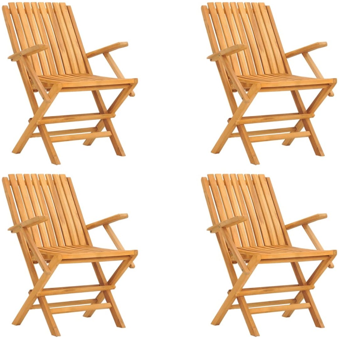 Hopfällbara trädgårdsstolar 4 st 61x67x90 cm massiv teak vidaXL – bild 2