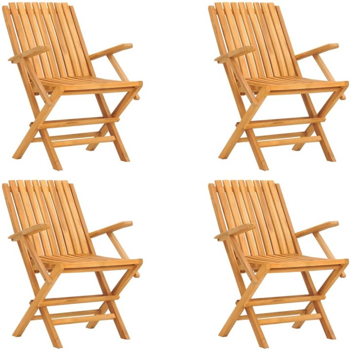 Hopfällbara trädgårdsstolar 4 st 61x67x90 cm massiv teak vidaXL – bild 2