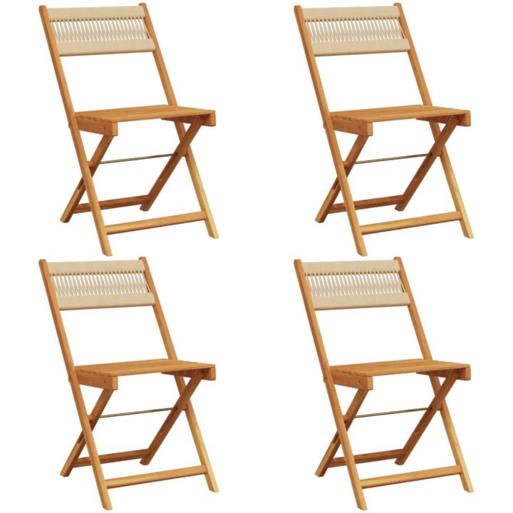 Hopfällbara trädgårdsstolar 4 st beige massivt akaciaträ vidaXL – bild 2