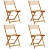Hopfällbara trädgårdsstolar 4 st beige tyg och massivt trä vidaXL – miniatyr 2