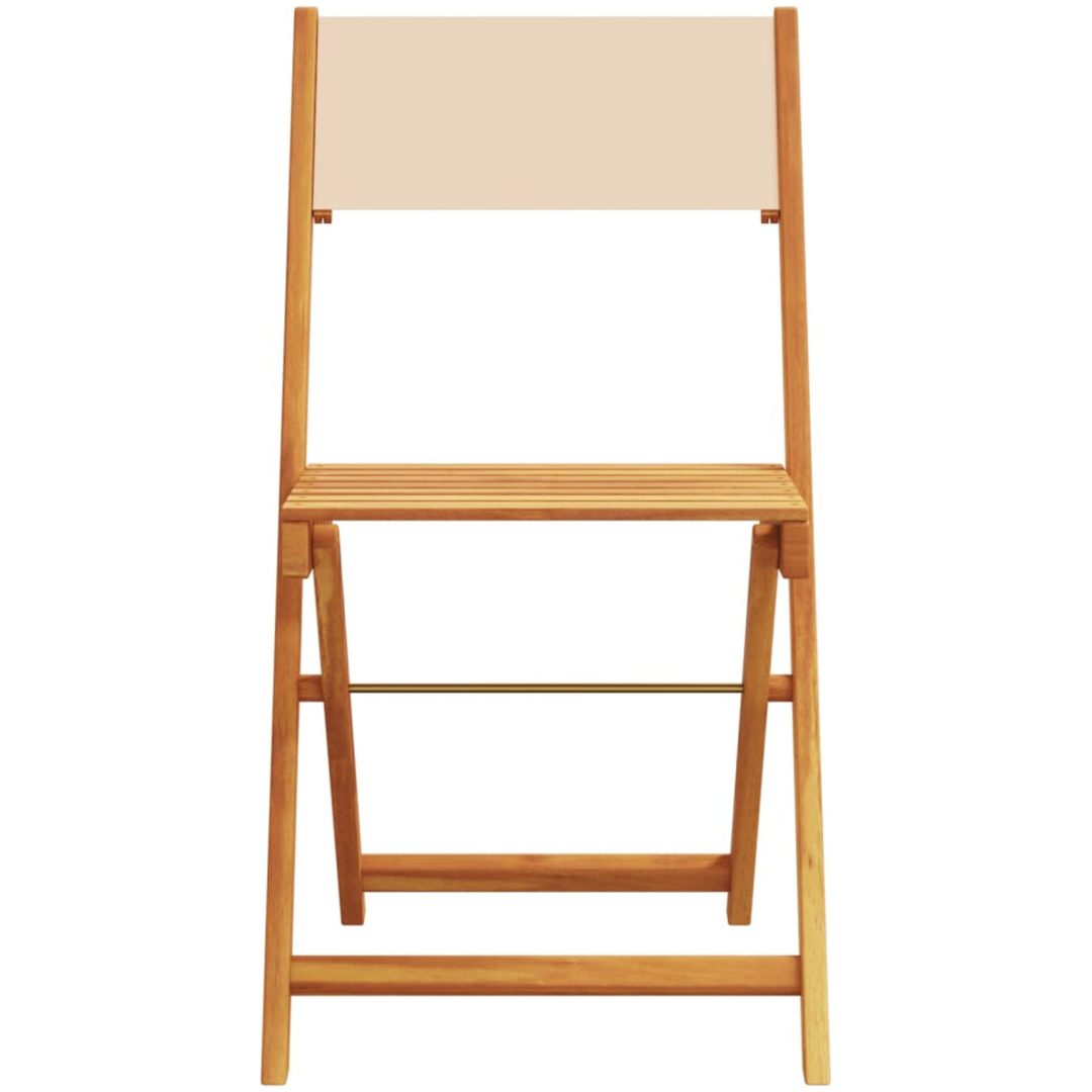 Hopfällbara trädgårdsstolar 4 st beige tyg och massivt trä vidaXL – bild 4