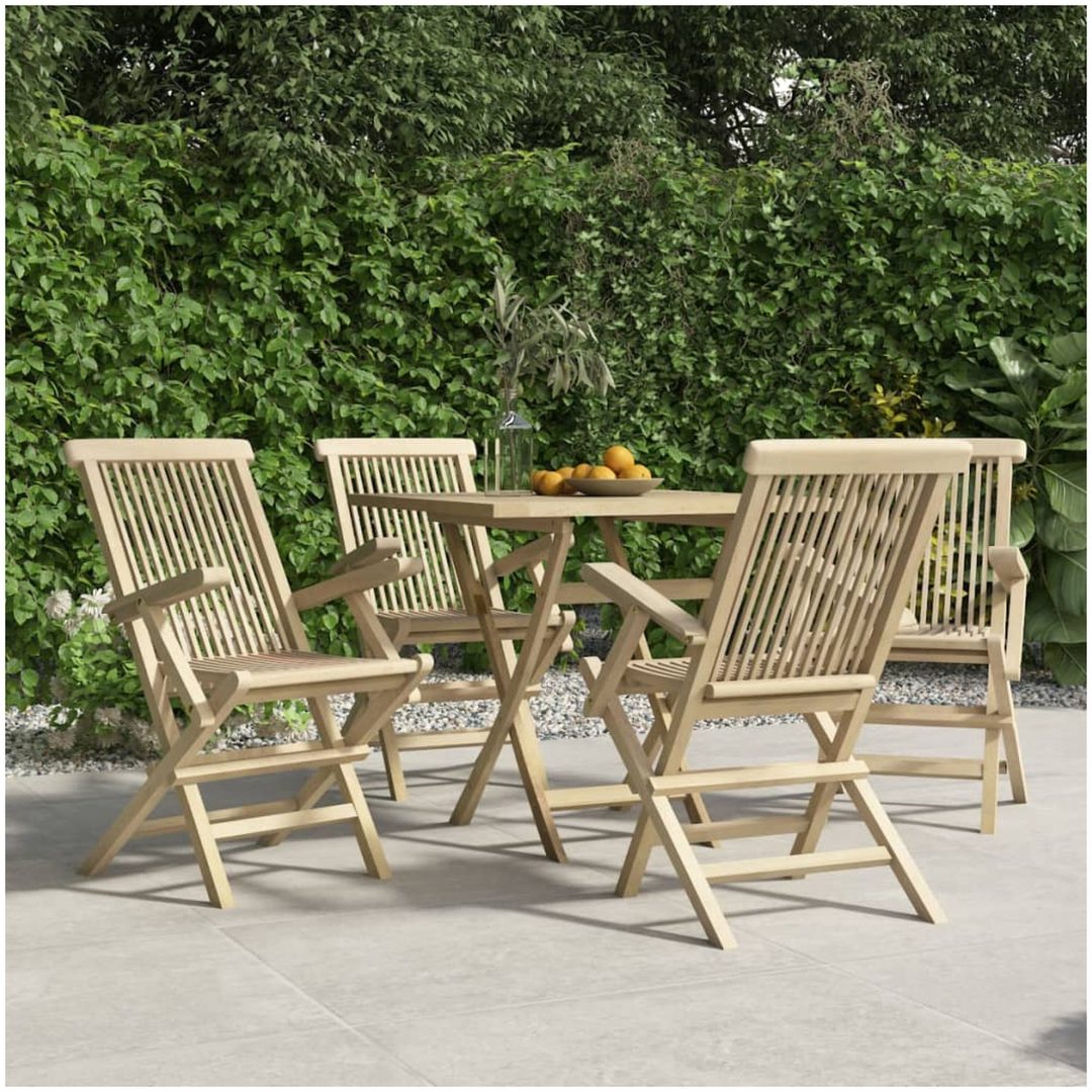 Hopfällbara trädgårdsstolar 4 st grå 56x61x89 cm massiv teak vidaXL