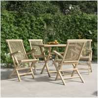 Hopfällbara trädgårdsstolar 4 st grå 56x61x89 cm massiv teak vidaXL