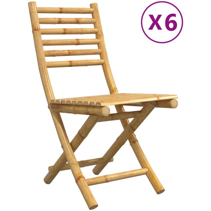 Hopfällbara trädgårdsstolar 6 st 43x54x88 cm bambu vidaXL – bild 2