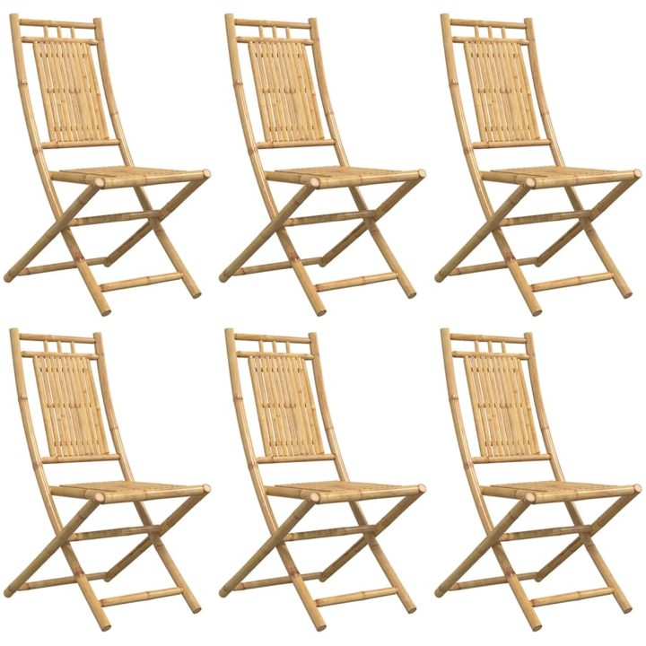 Hopfällbara trädgårdsstolar 6 st 46x66x99 cm bambu vidaXL – bild 4