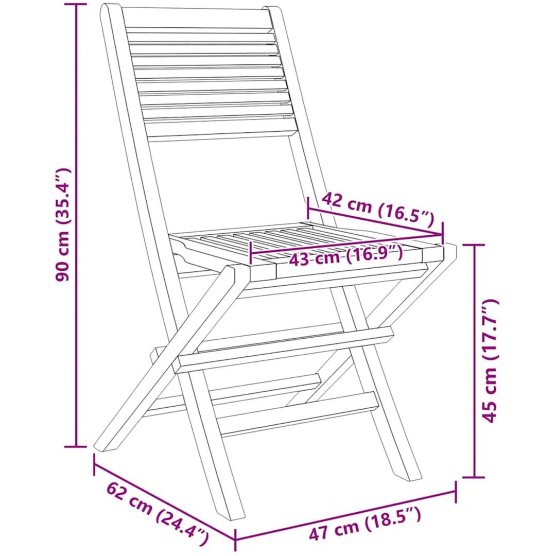 Hopfällbara trädgårdsstolar 6 st 47x62x90 cm massiv teak vidaXL – bild 5