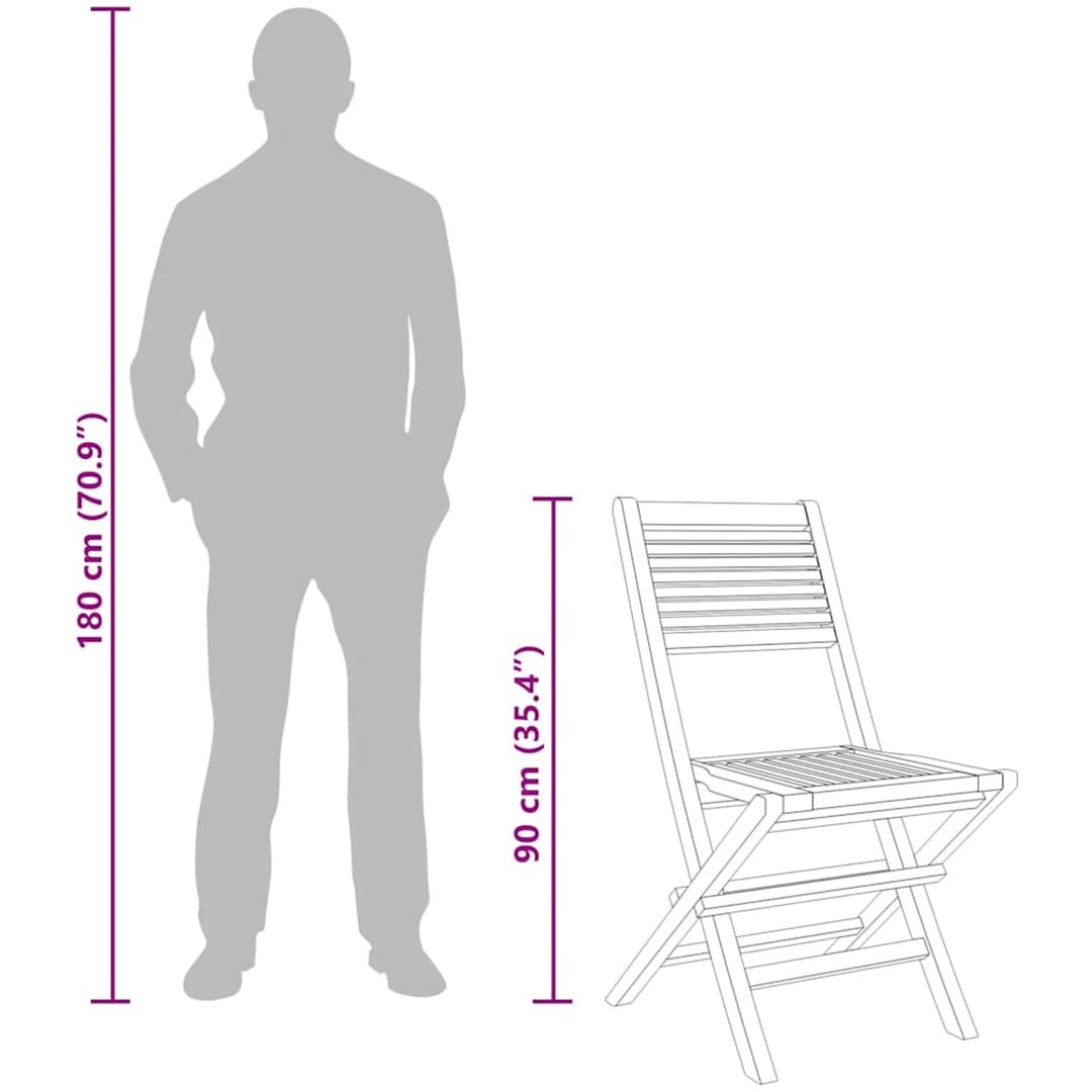 Hopfällbara trädgårdsstolar 6 st 47x62x90 cm massiv teak vidaXL – bild 6