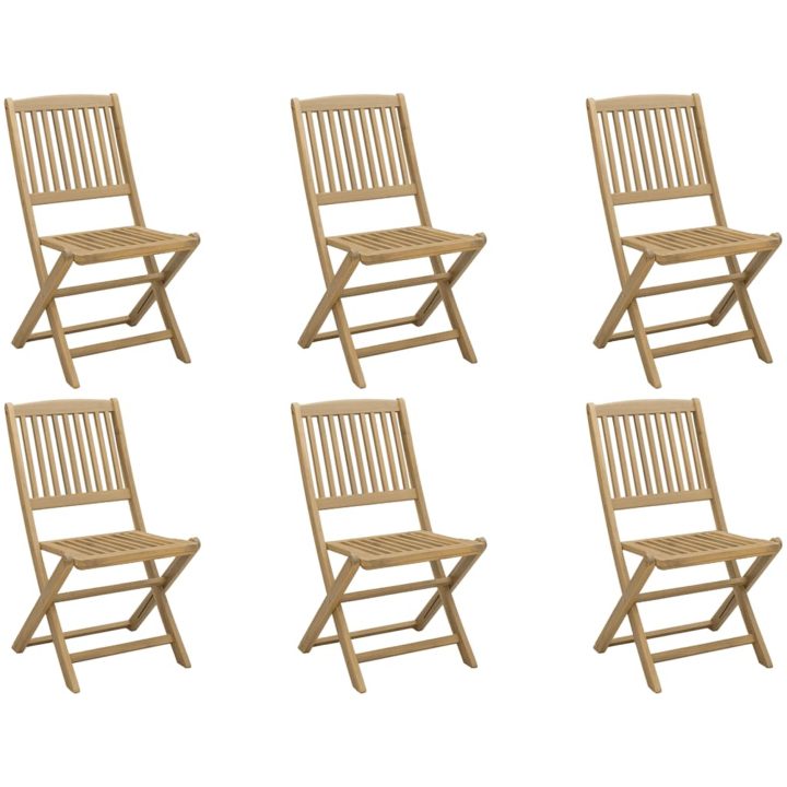 Hopfällbara trädgårdsstolar 6 st 48,5x57x90cm massivt akaciaträ vidaXL – bild 2