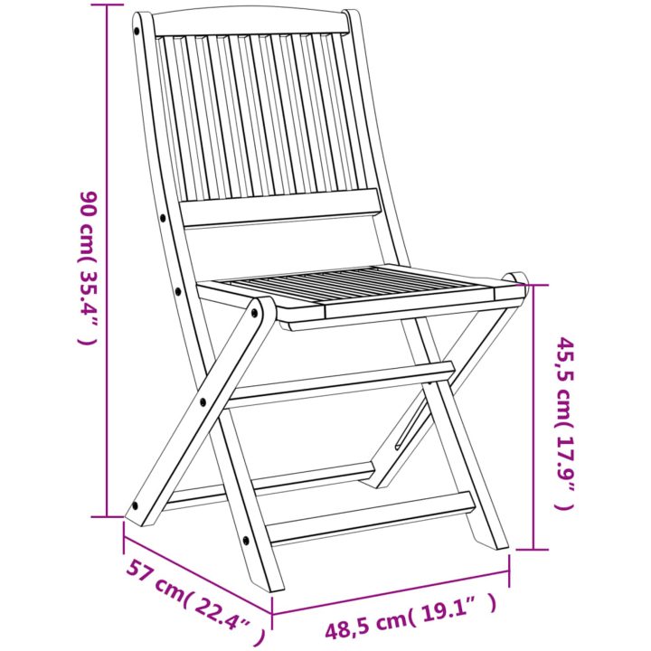 Hopfällbara trädgårdsstolar 6 st 48,5x57x90cm massivt akaciaträ vidaXL – bild 7