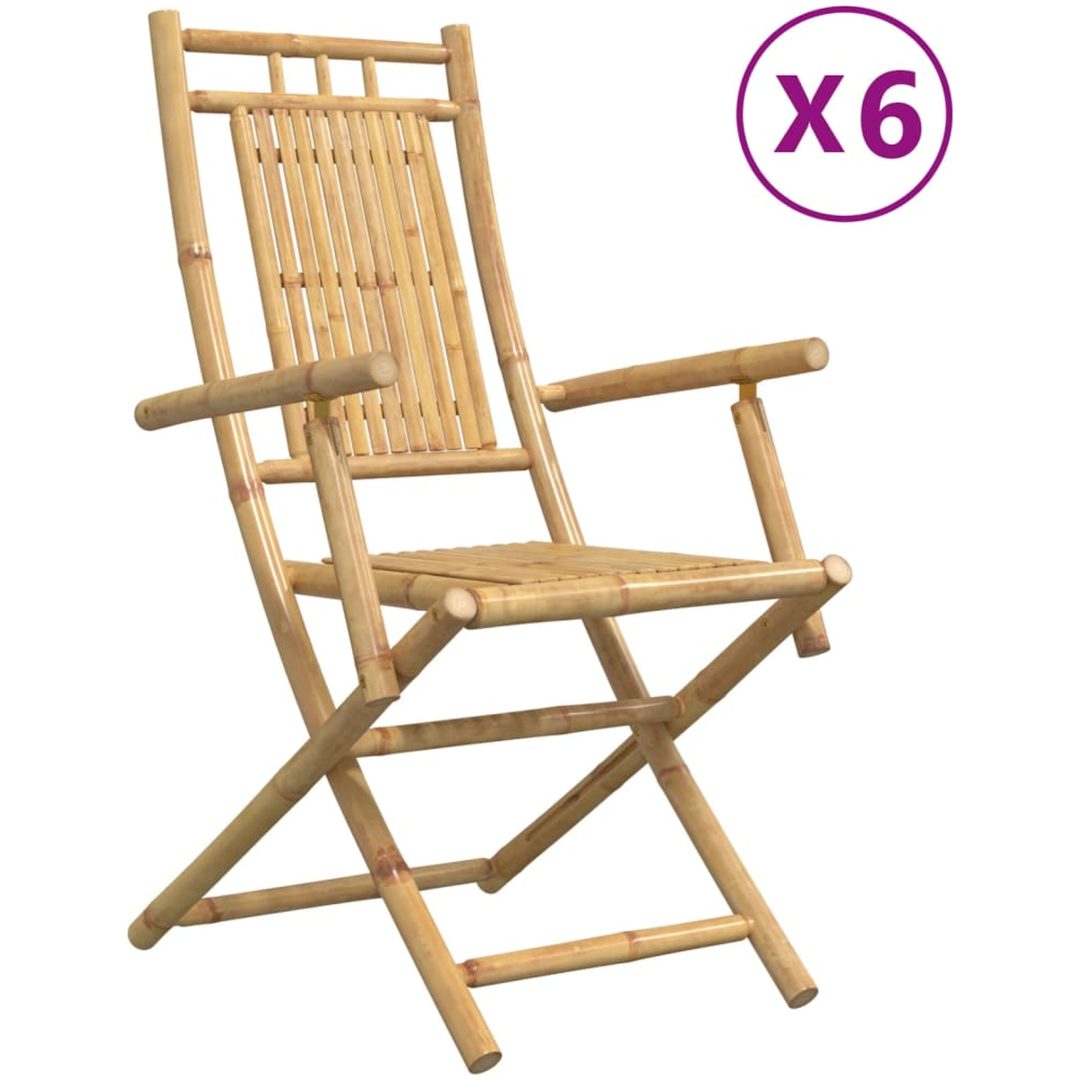 Hopfällbara trädgårdsstolar 6 st 53x66x99 cm bambu vidaXL – bild 2