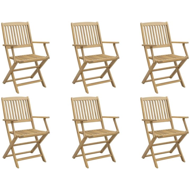 Hopfällbara trädgårdsstolar 6 st 54,5x58x90cm massivt akaciaträ vidaXL – bild 2