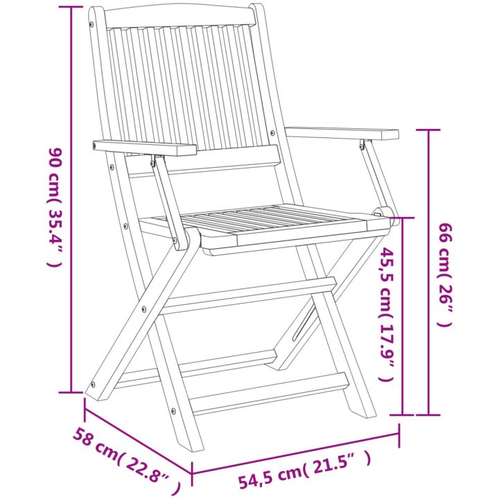 Hopfällbara trädgårdsstolar 6 st 54,5x58x90cm massivt akaciaträ vidaXL – bild 7