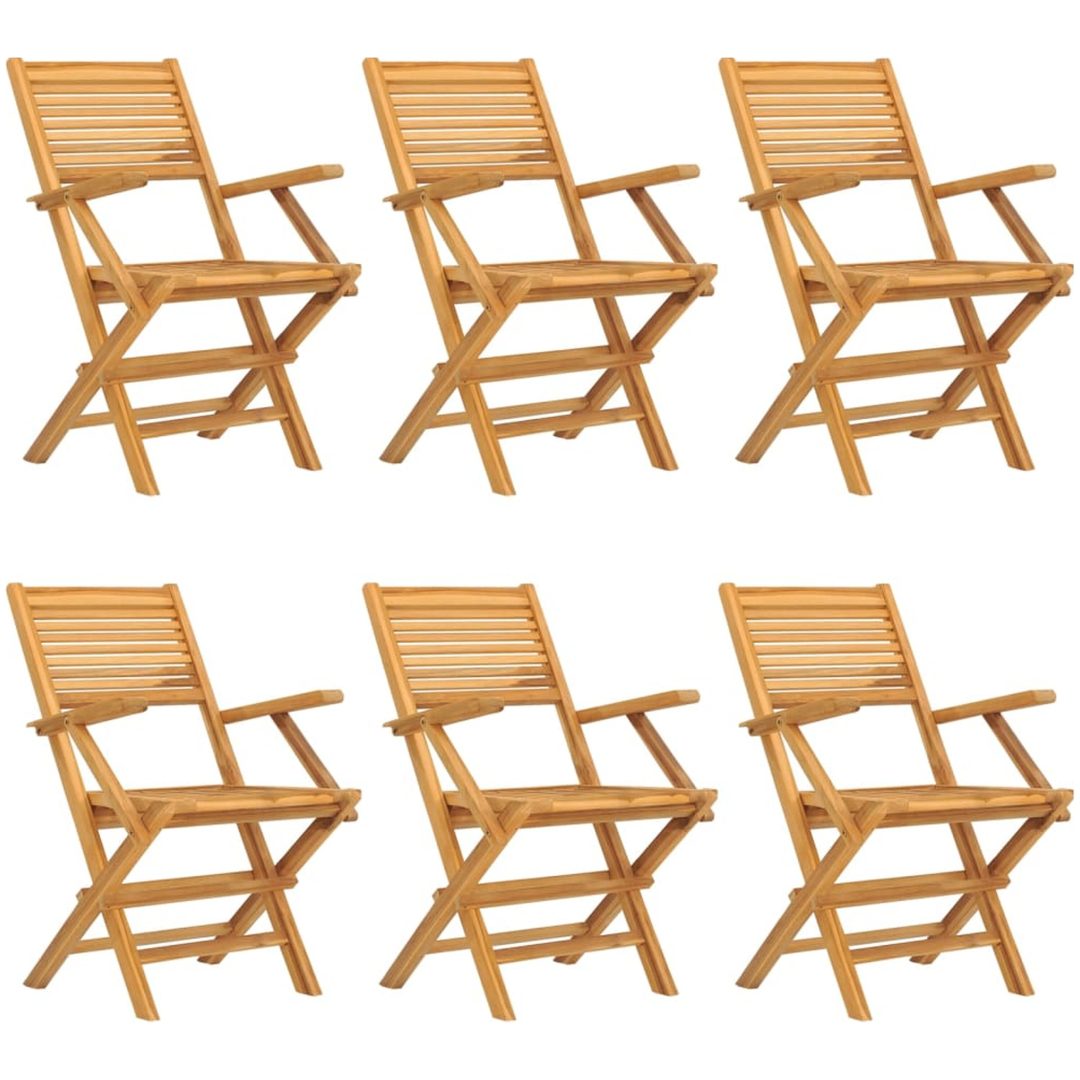 Hopfällbara trädgårdsstolar 6 st 55x62x90 cm massiv teak vidaXL – bild 2