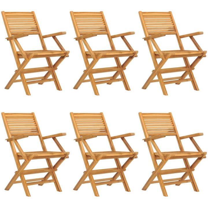 Hopfällbara trädgårdsstolar 6 st 55x62x90 cm massiv teak vidaXL – bild 2