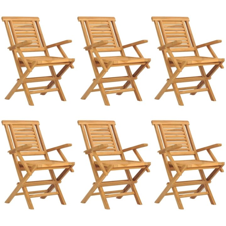 Hopfällbara trädgårdsstolar 6 st 56x63x90 cm massiv teak vidaXL – bild 2