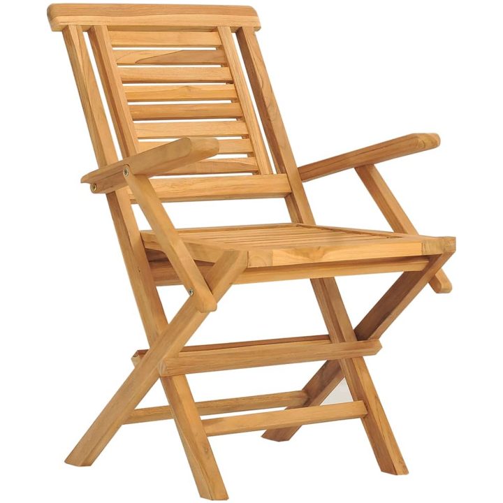 Hopfällbara trädgårdsstolar 6 st 56x63x90 cm massiv teak vidaXL – bild 3