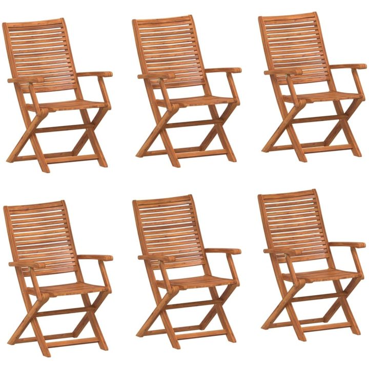 Hopfällbara trädgårdsstolar 6 st 57x66x95 cm massivt akaciaträ vidaXL – bild 2