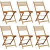 Hopfällbara trädgårdsstolar 6 st beige massivt akaciaträ vidaXL – miniatyr 2
