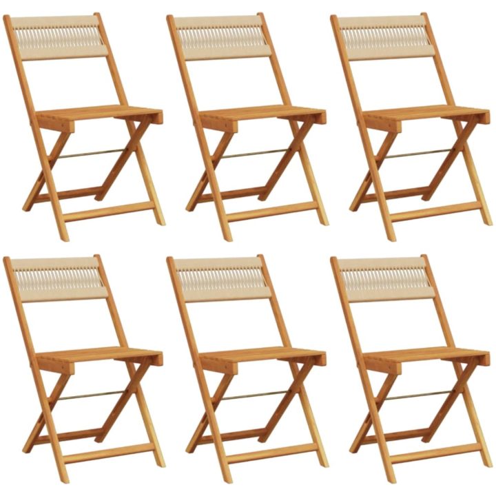 Hopfällbara trädgårdsstolar 6 st beige massivt akaciaträ vidaXL – bild 2
