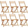 Hopfällbara trädgårdsstolar 6 st beige tyg och massivt trä vidaXL – miniatyr 2
