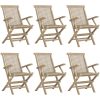 Hopfällbara trädgårdsstolar 6 st grå 56x61x89 cm massiv teak vidaXL – miniatyr 2