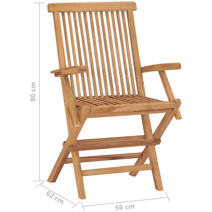 Hopfällbara trädgårdsstolar 6 st massiv teak vidaXL – bild 9