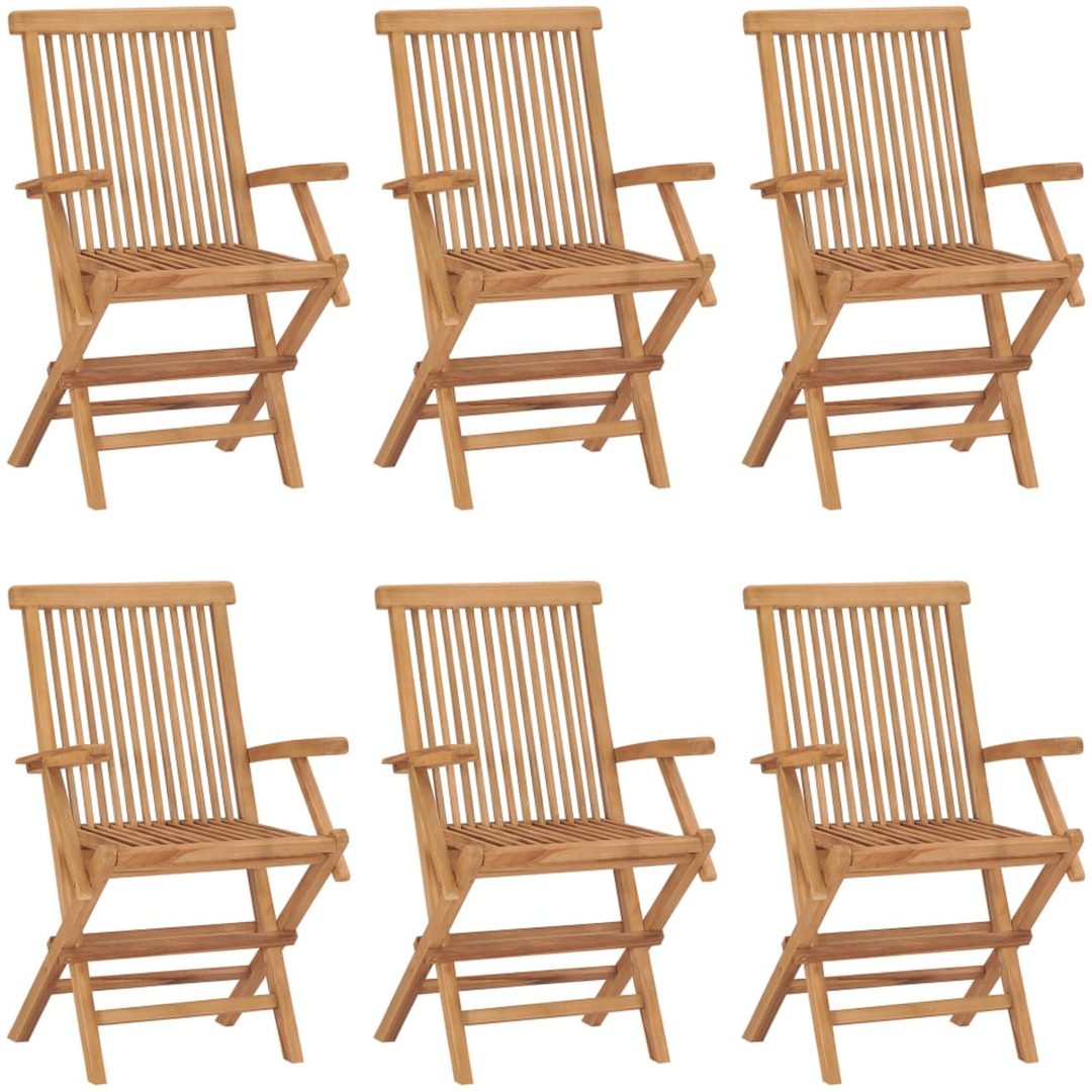 Hopfällbara trädgårdsstolar 6 st massiv teak vidaXL