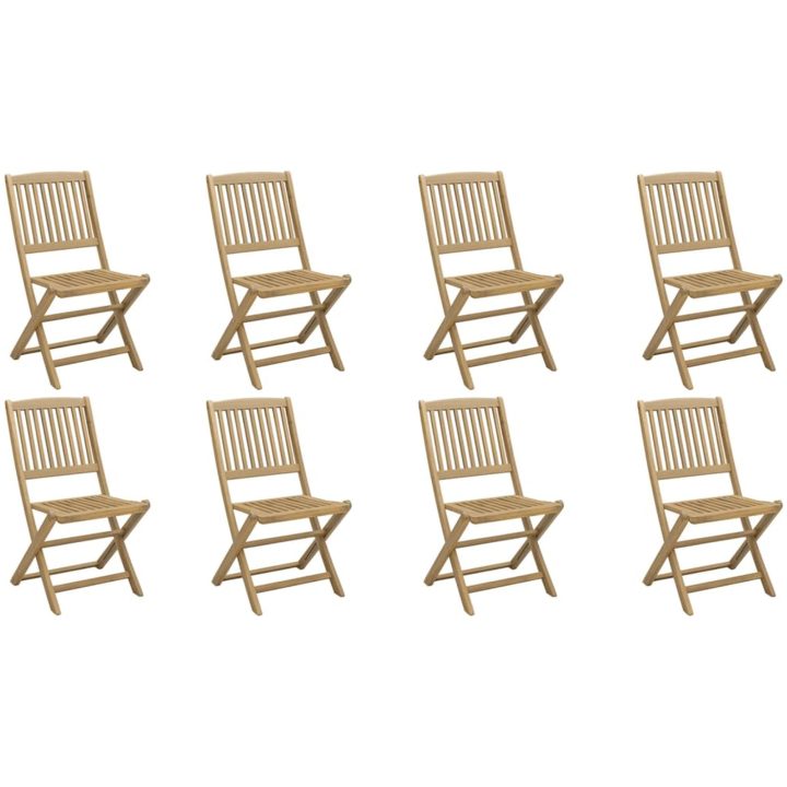 Hopfällbara trädgårdsstolar 8 st 48,5x57x90cm massivt akaciaträ vidaXL – bild 2