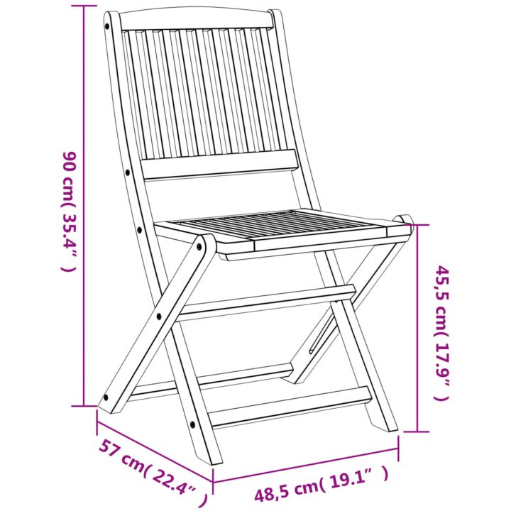 Hopfällbara trädgårdsstolar 8 st 48,5x57x90cm massivt akaciaträ vidaXL – bild 7