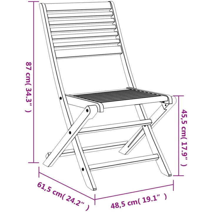 Hopfällbara trädgårdsstolar 8 st 48,5x61,5x87 cm massiv akacia vidaXL – bild 7