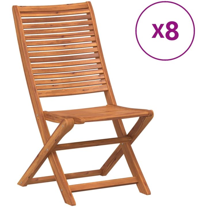 Hopfällbara trädgårdsstolar 8 st 51x66x95 cm massivt akaciaträ vidaXL – bild 2