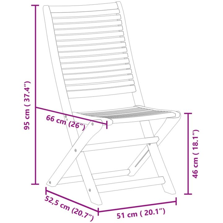 Hopfällbara trädgårdsstolar 8 st 51x66x95 cm massivt akaciaträ vidaXL – bild 9