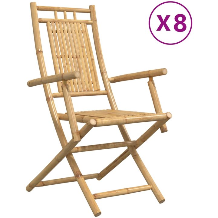 Hopfällbara trädgårdsstolar 8 st 53x66x99 cm bambu vidaXL – bild 2