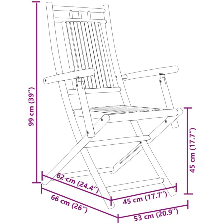 Hopfällbara trädgårdsstolar 8 st 53x66x99 cm bambu vidaXL – bild 10