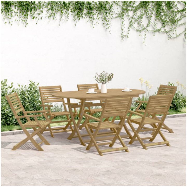 Hopfällbara trädgårdsstolar 8 st 54,5x61,5x86,5cm massiv akacia vidaXL – bild 3