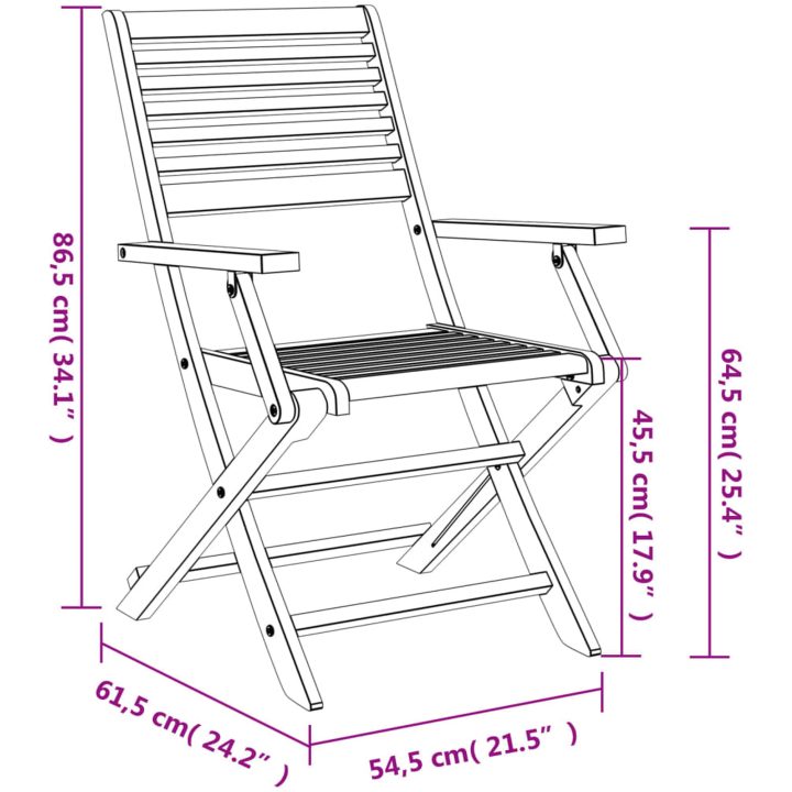 Hopfällbara trädgårdsstolar 8 st 54,5x61,5x86,5cm massiv akacia vidaXL – bild 7