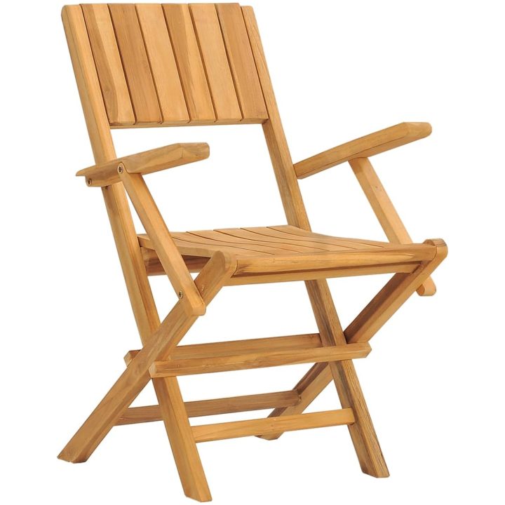 Hopfällbara trädgårdsstolar 8 st 55x61x90 cm massiv teak vidaXL – bild 3