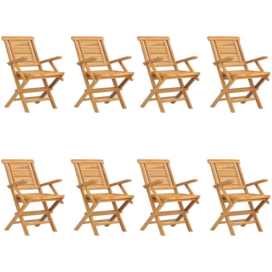 Hopfällbara trädgårdsstolar 8 st 56x63x90 cm massiv teak vidaXL – bild 2