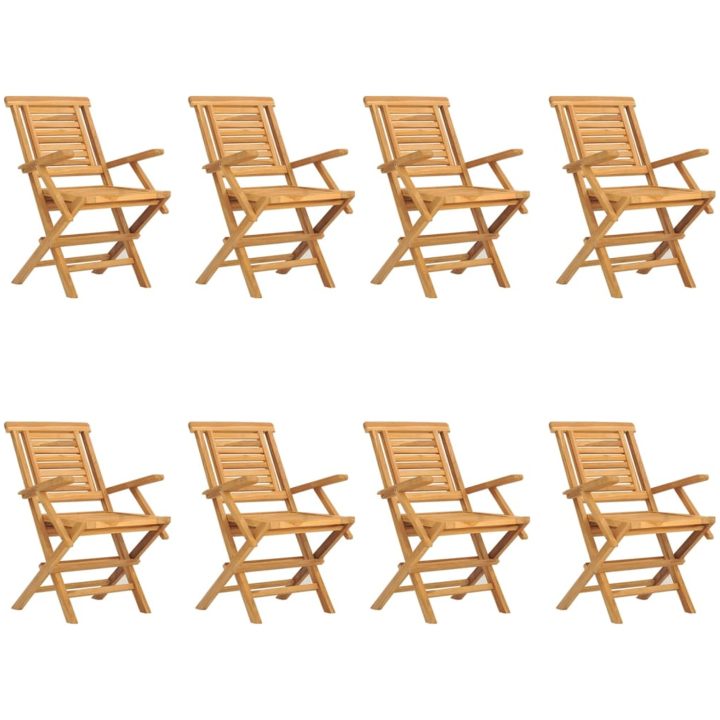 Hopfällbara trädgårdsstolar 8 st 56x63x90 cm massiv teak vidaXL – bild 2