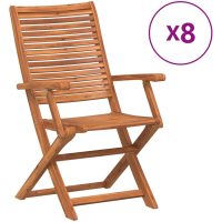 Hopfällbara trädgårdsstolar 8 st 57x66x95 cm massiv akaciaträ vidaXL